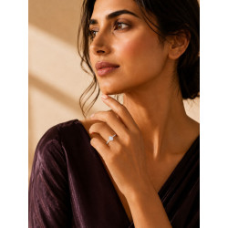 Aurelia Oval Crystal Silver Ring for Women | ASVIYA