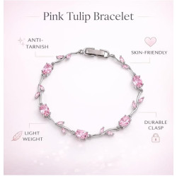 Tulip Rosé Bloom Bracelet | Pink Crystal Luxury Bracelet | ASVIYA