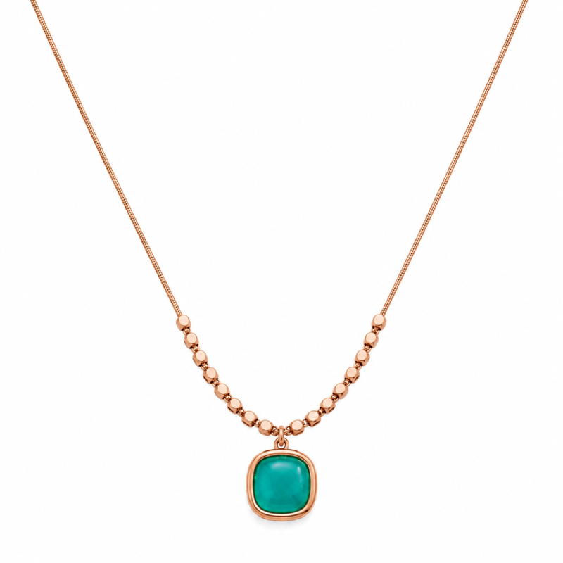 Emerald Aura Necklace | Rose Gold Gemstone Necklace | ASVIYA