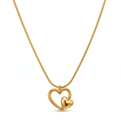 Twin Heart Necklace | Premium Micro Gold Plated Necklace | ASVIYA