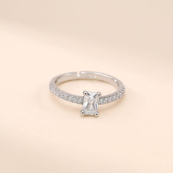 Celeste Square-Cut Silver Ring | ASVIYA