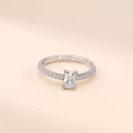 Celeste Square-Cut Silver Ring | ASVIYA