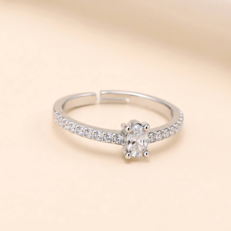 Elara Oval Solitaire Silver Ring for Women | ASVIYA