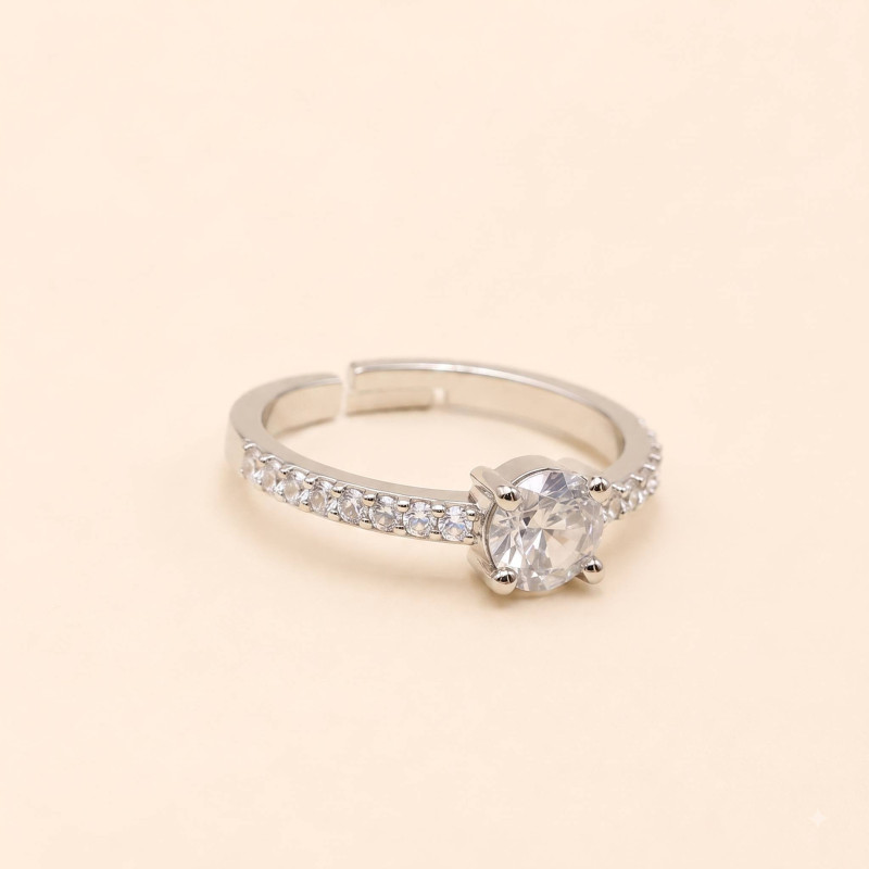 Celeste Solitaire Silver Ring for Women | ASVIYA