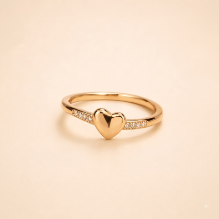 Amora Crystal Heart Ring | Elegant Gold Plated Heart Ring for Women | ASVIYA