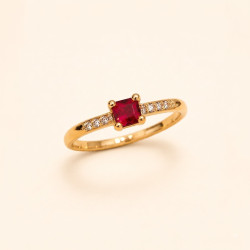Ruby Éclat Solitaire Ring | Elegant Gold Plated Red Stone Ring | ASVIYA