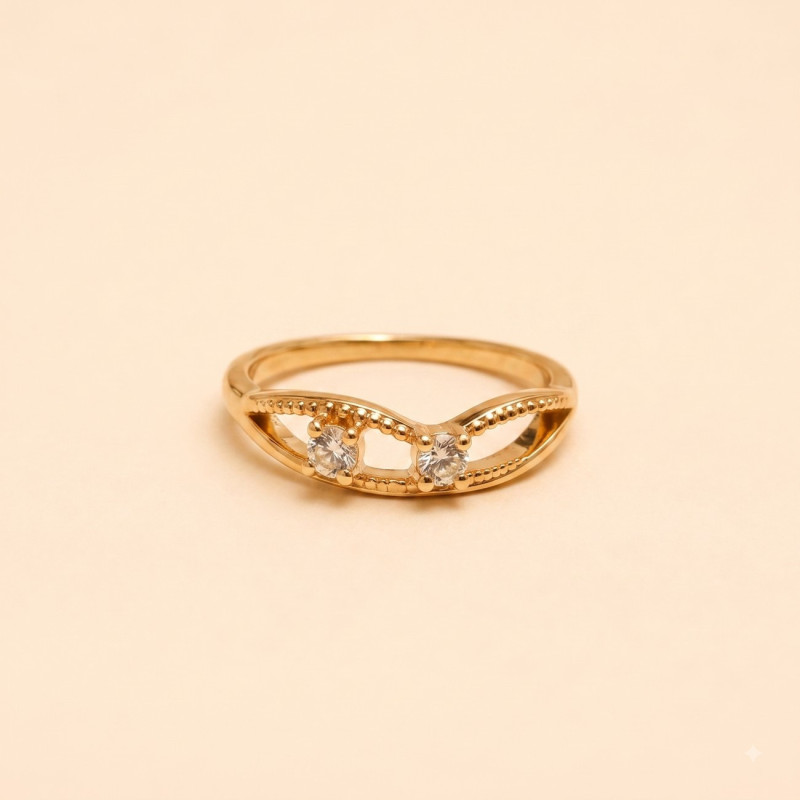 Celestia Duet Crystal Ring | Elegant Gold Ring for Women | ASVIYA