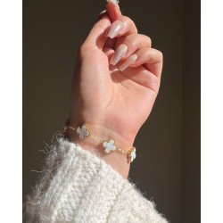 Pearl Clover Bracelet | Premium Gold-Tone Bracelet | ASVIYA