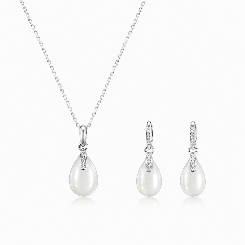 Lumière Teardrop Necklace & Earring Set | ASVIYA