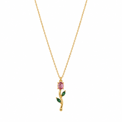 Rosé Verde Élégance Necklace | Gold Tone Pendant | ASVIYA