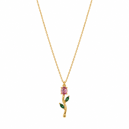 Rosé Verde Élégance Necklace | Gold Tone Pendant | ASVIYA