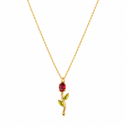 Noir Rosé Verde Necklace | Gold Tone Pendant | ASVIYA