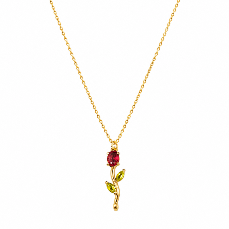 Noir Rosé Verde Necklace | Gold Tone Pendant | ASVIYA