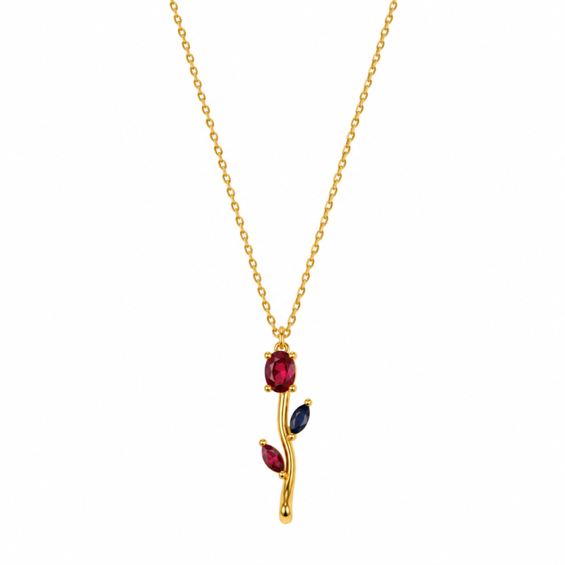 Celestia Rouge Élan Necklace | Gold Tone Pendant | ASVIYA