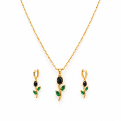 Noir Verde Élégance Necklace & Earring Set | ASVIYA