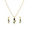 Noir Verde Élégance Necklace & Earring Set | ASVIYA