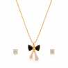 Noir Élan Bow Necklace & Earring Set | ASVIYA