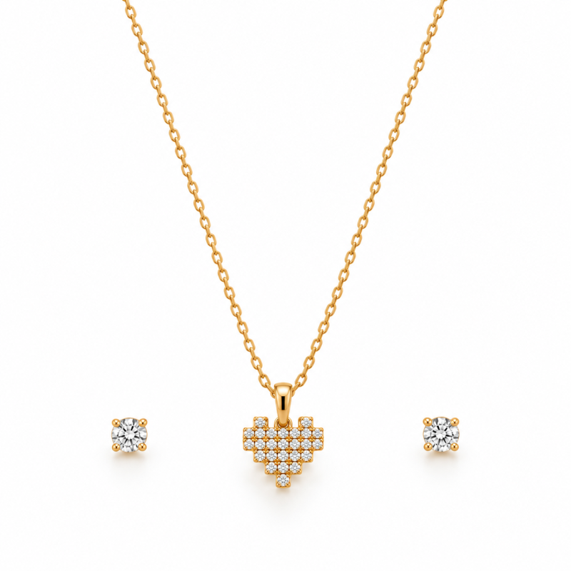 Aurelia Amour Heart Necklace & Earring Set | ASVIYA
