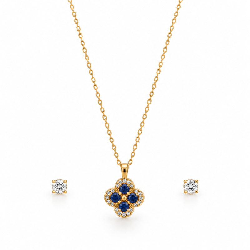 Celestia Bleu Éclat Necklace & Earring Set | ASVIYA