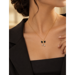 Noir Élan Bow Necklace & Earring Set | ASVIYA