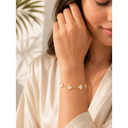 Pearl Clover Bracelet | Premium Gold-Tone Bracelet | ASVIYA