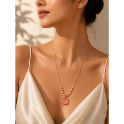 Coralia Glow Necklace | Rose Gold Gemstone Necklace | ASVIYA