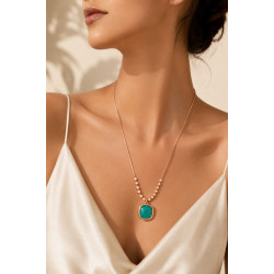 Emerald Aura Necklace | Rose Gold Gemstone Necklace | ASVIYA