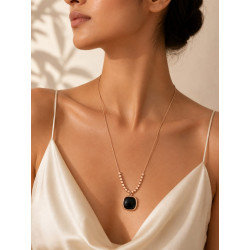 Noir Élégance Pendant Necklace | Premium Micro Gold Plated Necklace – ASVIYA