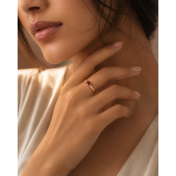 Ruby Éclat Solitaire Ring | Elegant Gold Plated Red Stone Ring | ASVIYA