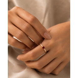 Ruby Éclat Solitaire Ring | Elegant Gold Plated Red Stone Ring | ASVIYA