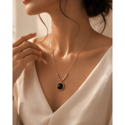 Noir Élégance Pendant Necklace | Premium Micro Gold Plated Necklace – ASVIYA