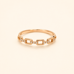 Luxe Link Crystal Ring | Gold Plated Link Ring for Women | ASVIYA