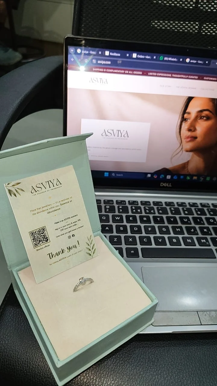 ASVIYA jewellery ring presented inside its signature jewellery box