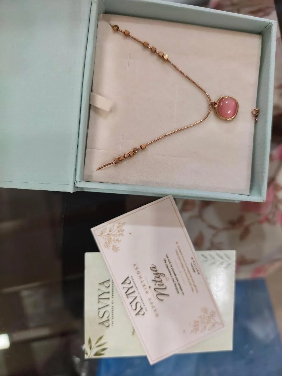 ASVIYA jewellery presented with customer packaging and note